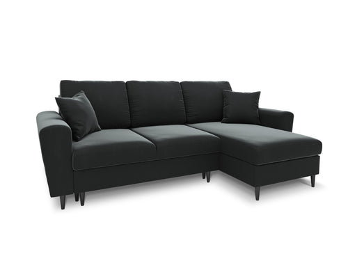 Cosmopolitan Design Omkeerbare converteerbare hoekbank met opbergdoos Kyoto 4-zits, flueel donkergrijs - 145x241x88cm