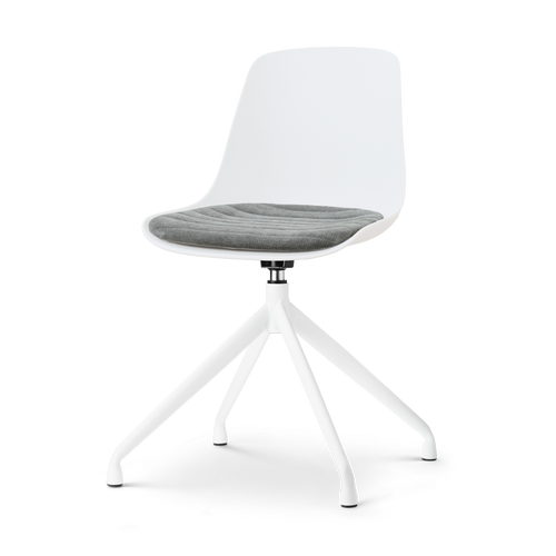 Nolon Nola-Liv draaibare eetkamerstoel wit met zeegrijs zitkussen - wit onderstel