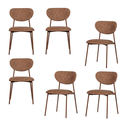 WOOOD eetkamerstoelen Valor - Polyester - Bruin - Set van 6 - vtwonen shop