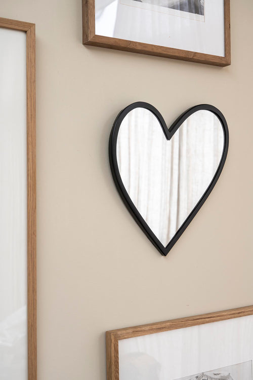 vtwonen - Spiegel - Hart - Zwart - Ø30cm