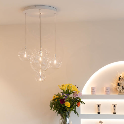 Atmooz hanglamp Camau 5 - wit - Ø 35 x H 140 cm - G4