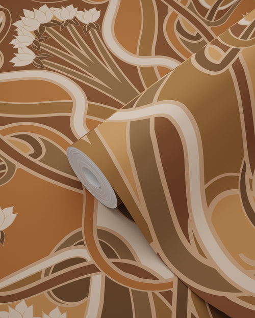 ESTAhome behang vintage bloemen in art nouveau stijl terracotta bruin - 50 x 900 cm - 139898 - vtwonen shop