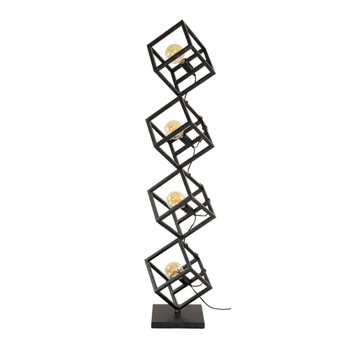Giga Meubel Vloerlamp Kubus - Zwart Metaal - 4-Lichts - 35x35x150cm - vtwonen shop