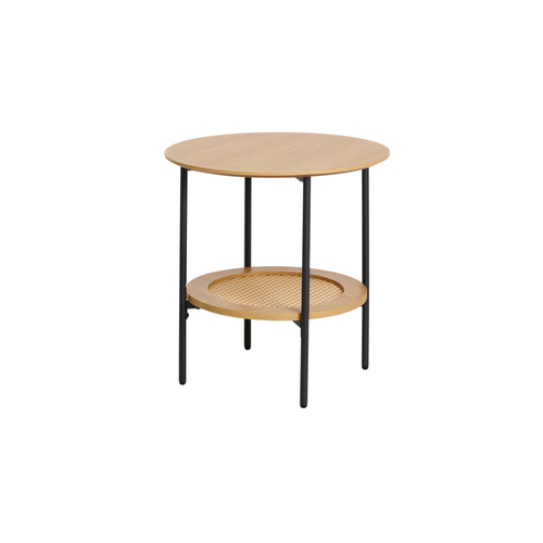 Rebellenclub Bijzettafel Berley - ¿50 cm - Eiken met Rattan - vtwonen shop
