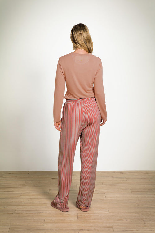 Pip Studio - Belin Pyjama Broek Dames - Kente Stripe - Roze - XXL