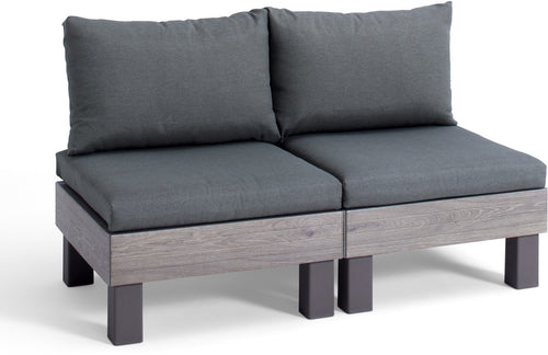 Keter Signature Elements 2-zits Loungebank - met groene kussens - Cappuccino/Ashwood