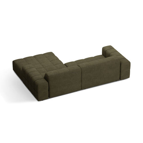Cosmopolitan Design - Rechter hoekbank Chicago 3-zits, chenille groente - 167x234x78cm