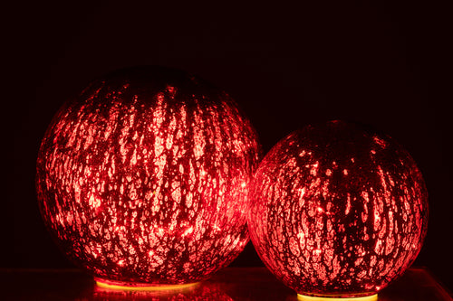 J-Line decoratie Bal Gekraakt - glas - kerstrood - large - LED - vtwonen shop