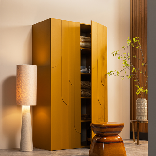 WOOOD vloerlamp Loft - Metaal/Bouclé - Naturel - 130xØ30 cm