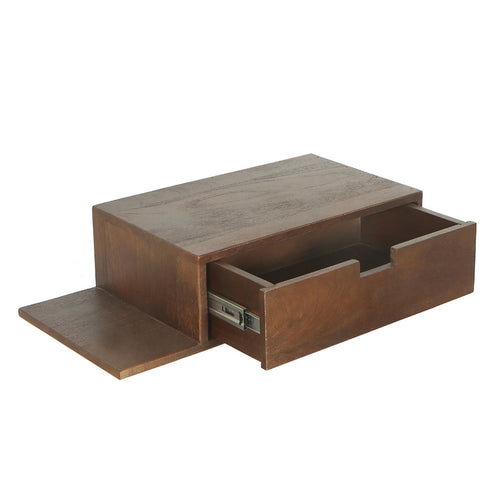 Giga Meubel Nachtkastje Niek - Zwevend Donkerbruin Plankje Links - 65cm