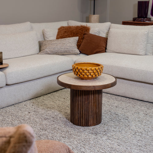 DÉJA Living Salontafel Tervo - Donkerbruin Marmer - Ø60cm