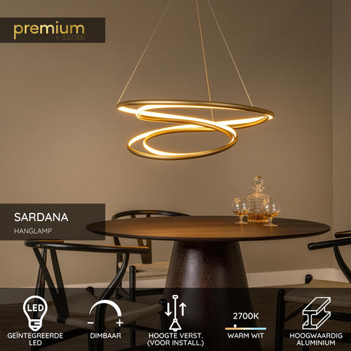 Lucide hanglamp SARDANA - Geïntegreerde LED - Mat Goud / Messing - vtwonen shop