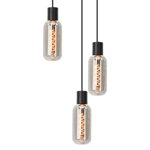 EGLO hanglamp Majone - e27 - smoke glas - ø30 cm - zwart