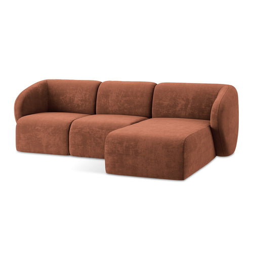 LaMiaSofa hoekbank rechts Cervo - chenille stof - terracotta - 248x166x91