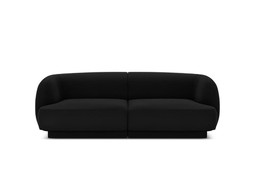 Micadoni Bank Miley 2-zits, flueel, zwart - 90x180x70cm
