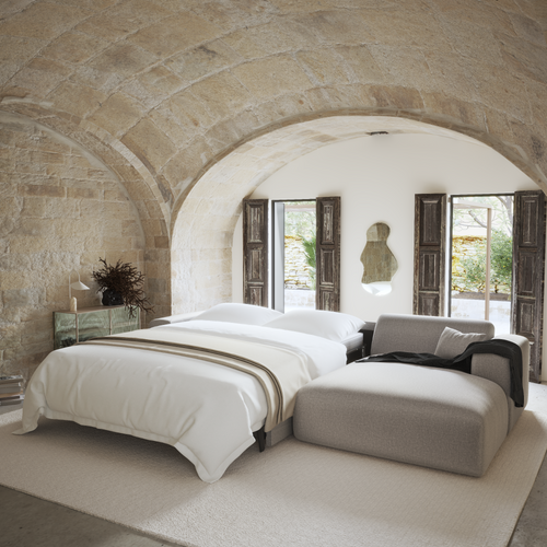 Sia Home - Rechte hoekbanken MYRA - Geweven stof - Lichtgrijs - 280cm