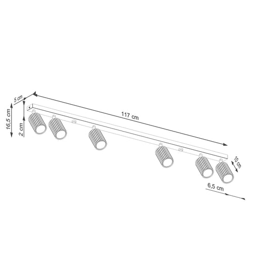 Sollux Lighting Plafondlamp KARBON 6L ultramarijn - 117x6,5x16,5cm