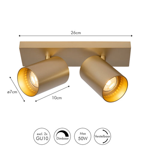 Atmooz plafondlamp Nuo 2 - goud - goud binnenin - 28 x 13 x H 12 cm - GU10