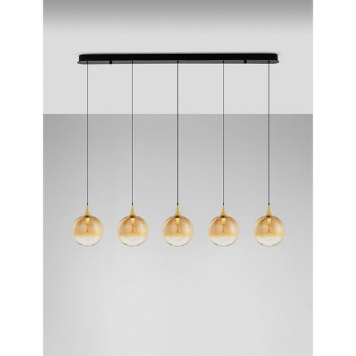 Nova Luce ORENDA Hanglamp voor aan het plafond in de stijl van een bar, champagne, messing goud, mat zwart, Triac dimbare LED 20W 1250lm 3000K