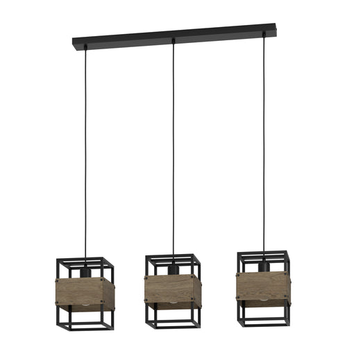 EGLO hanglamp Evesham - e27 - 89,5 cm - zwart/bruin - hout - vtwonen shop
