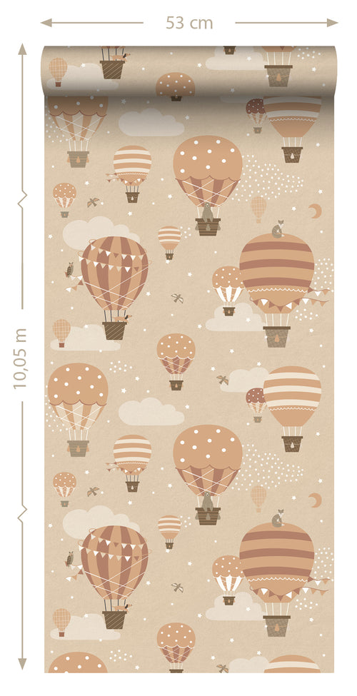 ESTAhome behang luchtballonnen beige en terracotta - 53 cm x 10.05 m - 139801 - vtwonen shop
