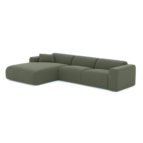 Sia Home - Grote hoekbank, links MYRA - kruisweefsel olijfgroen 280cm