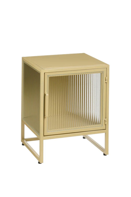 Mica Decorations Clifton Opbergkast met Deuren - L38 x B35 x H50 cm - Gebruik als Nachtkastje, Bestekkast en Meer - Metaal - Beige