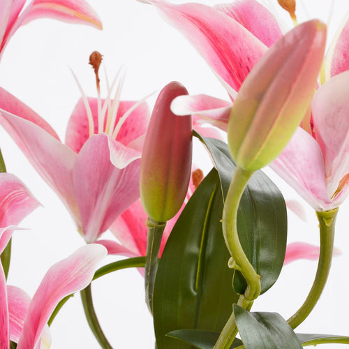 Mica Decorations Tijgerlelie Kunstplant in Bloempot Stan - H47 x Ø45 cm - Fuchsia