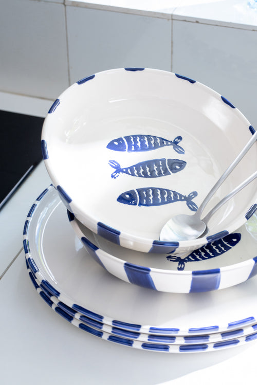 J-Line bord Diep Vis - keramiek - donkerblauw