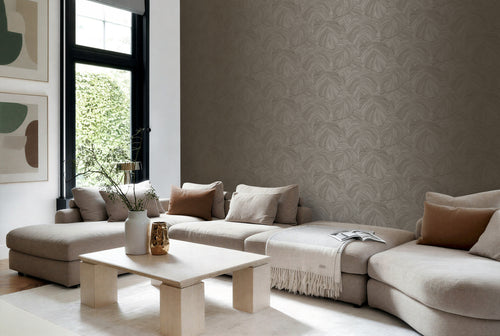 Origin Wallcoverings behang tropische bladeren donker beige - 53 cm x 10.05 m - 348026