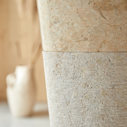 Tikamoon Staande marmeren wastafel in cream ∅ 40 cm - Beige