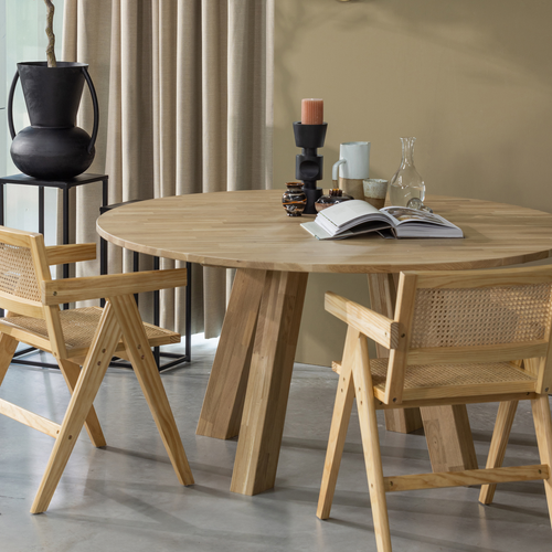 WOOOD eettafel XL Rhonda - Rond - Eiken - Naturel - Ø150 cm - vtwonen shop