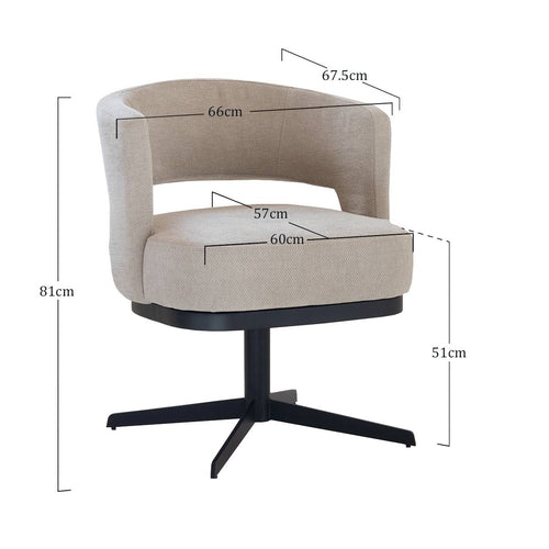 DÉJA Living Eetkamerstoel Louis - Stof/Metaal - Taupe - Set van 2 - vtwonen shop