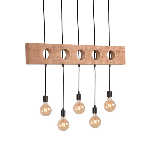 LABEL51 Hanglamp Timber - Naturel Mangohout - 90x8x145cm - vtwonen shop