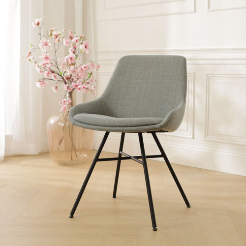 Nolon Noa-Isa Eetkamerstoel Saliegroen - Stof - Zwart Onderstel - vtwonen shop