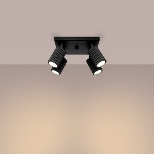 Sollux Lighting Plafondlamp KARBON 4 zwart - 25x25x16,5cm