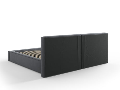 Cosmopolitan Design Opbergbed met dubbel hoofdbord Arendal 200x200cm, structurele stof, donkergrijs - 228x251x97.5cm