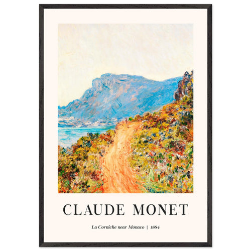 Artfulprints Poster met Lijst Claude Monet - La Corniche near Monaco   - 70x100 cm - Meerkleurig