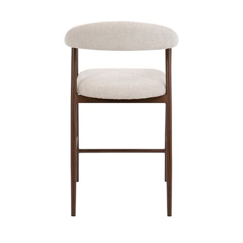 Giga Meubel Barkruk Mila - Beige Stof/Walnoot - Zithoogte 75cm - Set van 2