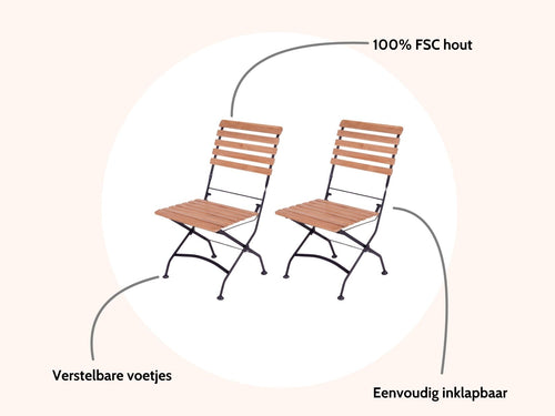 MaximaVida inklapbare tuinstoel Toscana zwart 2 stuks - 100% FSC excellent acacia - vtwonen shop