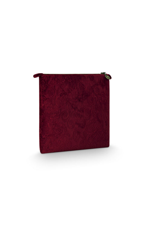 Pip Studio - Charly Make up tasje - Velvet Quiltey Days - Rood - 22 x 30 x 1 cm