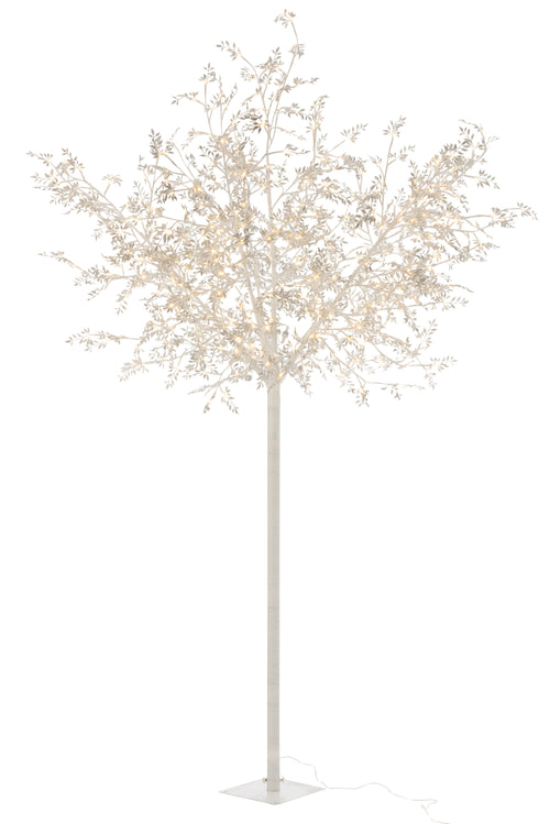 J-Line decoratie boom Blaadjes Glitter - metaal - zilver - extra large - LED lichtjes - vtwonen shop