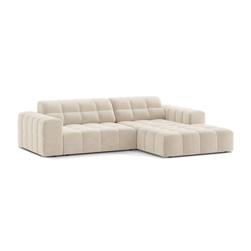 Cosmopolitan Design - Rechter hoekbank Chicago 3-zits, flueel lichtbeige - 167x234x78cm