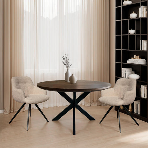 Livingfurn eetkamerstoel Doreen - boucle - beige - 2 stuks - vtwonen shop