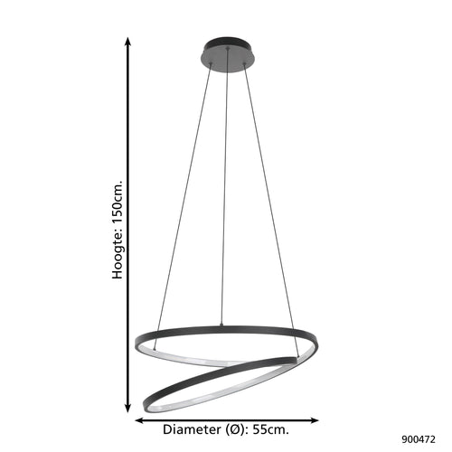 EGLO hanglamp Ruotale - led - ø 55 cm - zwart/wit - vtwonen shop