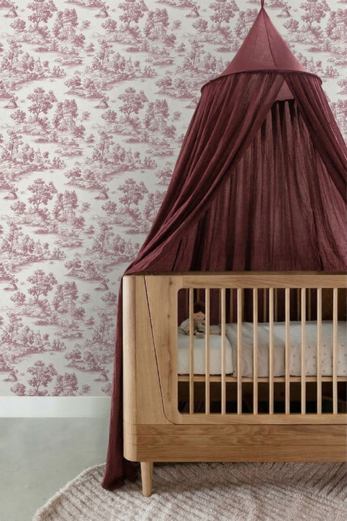 Sanders & Sanders behang toile de jouy print bordeaux rood - 53 cm x 10 m - 641037