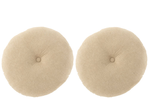 J-Line kussen Rond Bloem - katoen - turquoise/blauw - 2 stuks - vtwonen shop