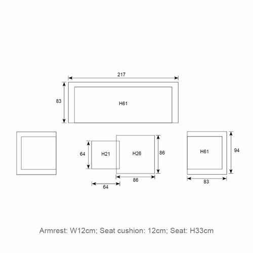 Garden Impressions loungeset Medellin donker grijs 5-delig