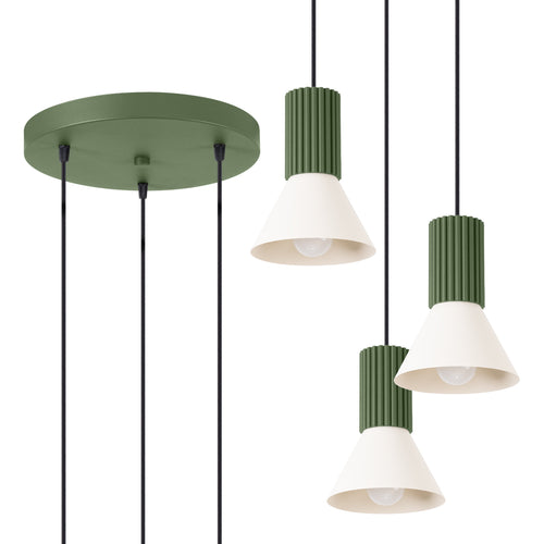 Sollux Lighting Hanglamp ESTRIA 3P beige/olijfgroen - 30x30x120cm