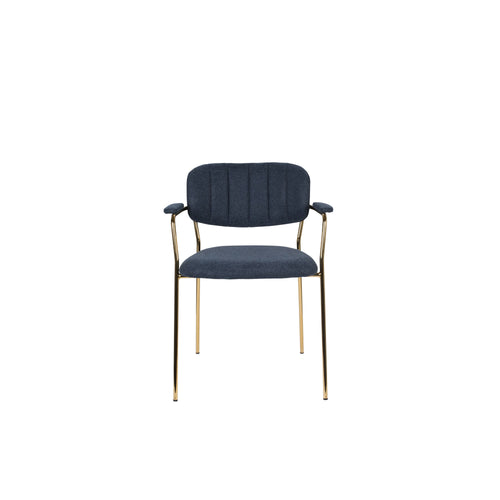 Housecraft Living Jolien Eetkamerstoelen armleuning Goud/Donker Blauw - Set van 2 - vtwonen shop